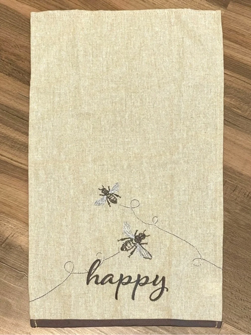 “Bee” 🐝 🐝 Happy! Embroidered Kitchen - Hand - Tea Towel by burton + Burton!